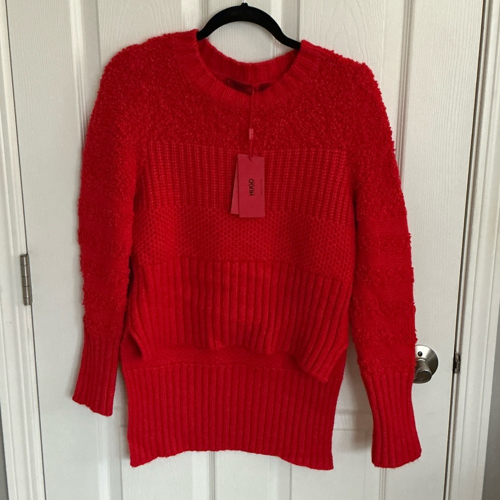 HUGO Vibrant Red Crew Neck Sweater
